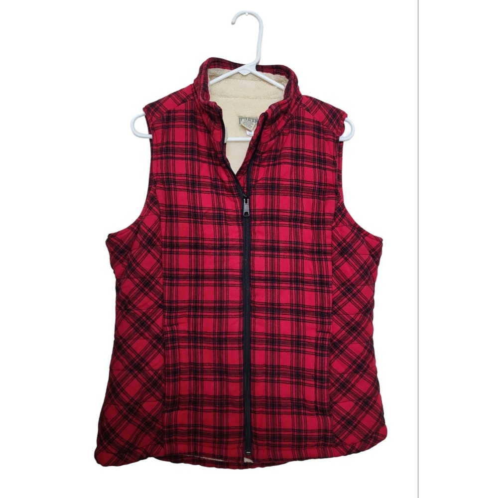 Duluth Traiding Women's Medium‎ Fleece Sherpa Lined Vest Buffalo Plaid Quilted